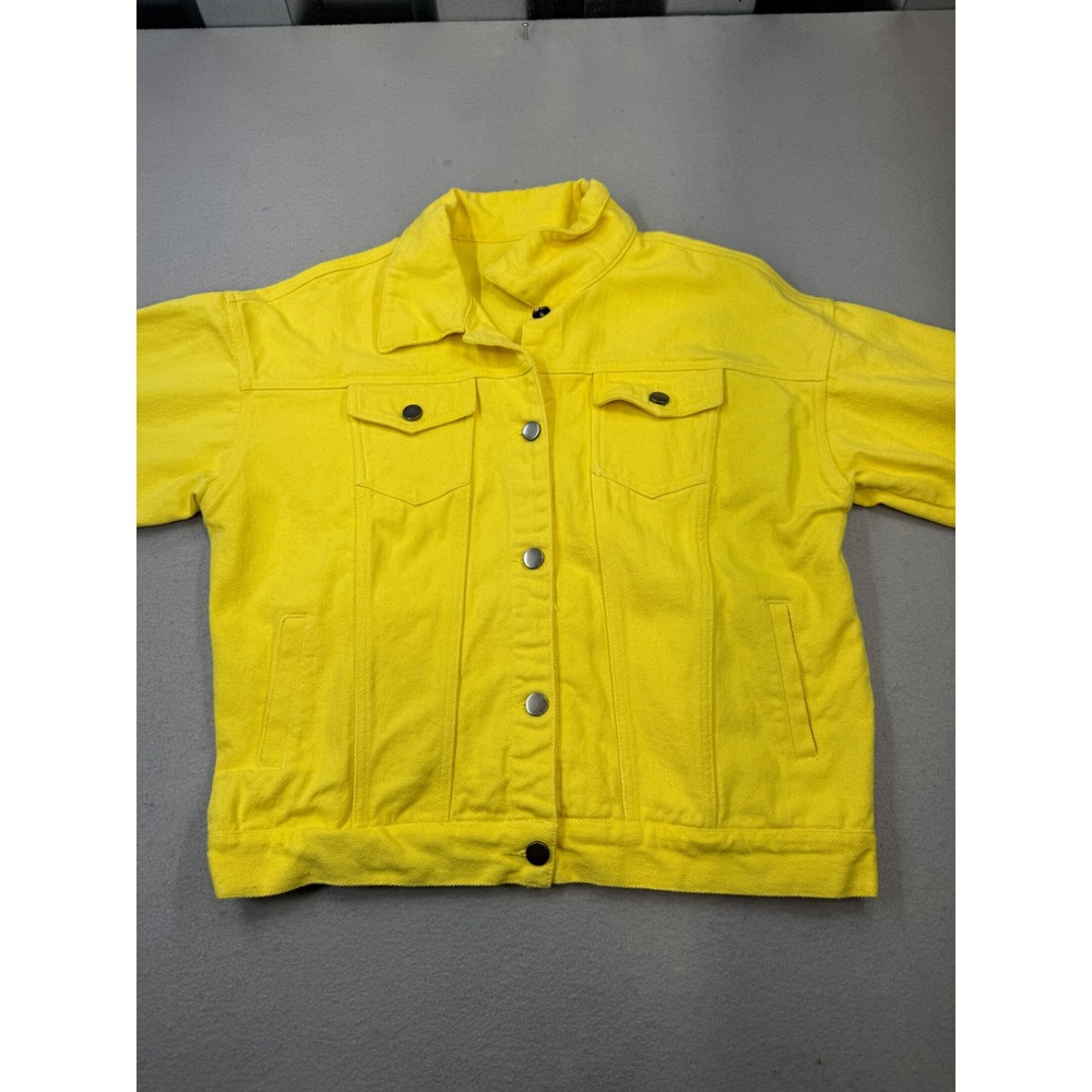 Ebossy Yellow Denim Trucker Jacket Mens Size Large Button Up Cotton Twill